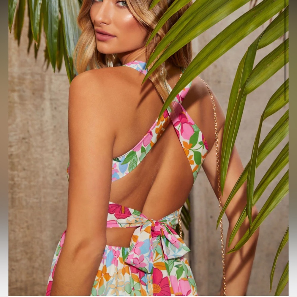 Vici Floral Maxi Dress - Pink, Green, White - Picture 2 of 10